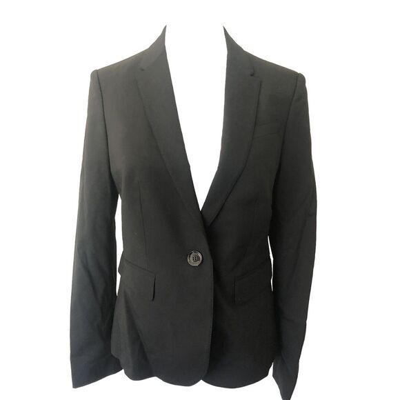 Burberry Women's Tailored Single Breasted Blazer‎ Jacket Wool Black New 42 8 - Picture 1 of 15